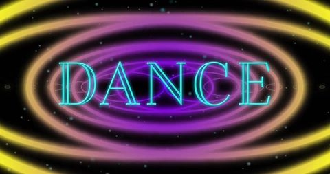 Vibrant Dance Text with Neon Tunnel Conceptual Background
