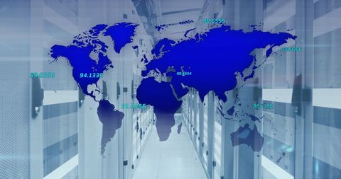 Global Connections Overlay in Modern Data Center - Download Free Stock Images Pikwizard.com