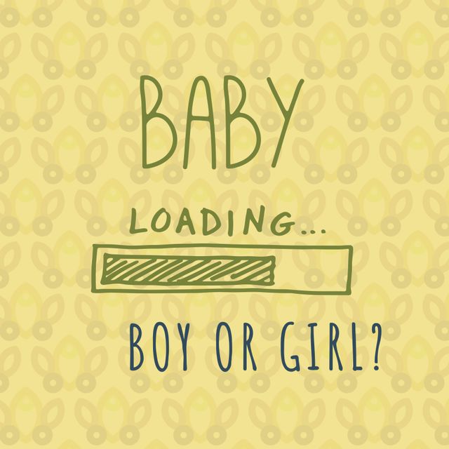 Baby Loading Gender Reveal Invitation Template on Yellow Background - Download Free Stock Templates Pikwizard.com