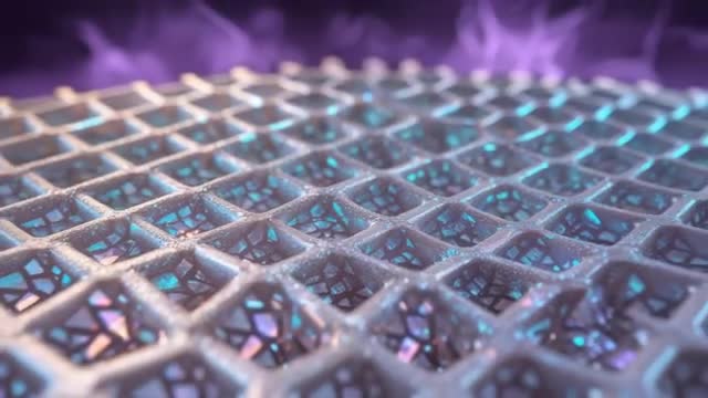 Panning Over Futuristic CGI Lattice with Iridescent Glow