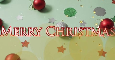 Festive Christmas Greetings with Baubles and Confetti