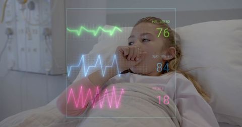 Hospitalized Child with Vital Signs Data Overlay