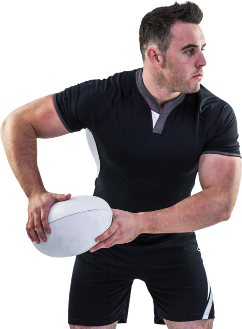 Focused Rugby Player Throwing Ball Isolated on Transparent Background - Download Free Stock Videos Pikwizard.com