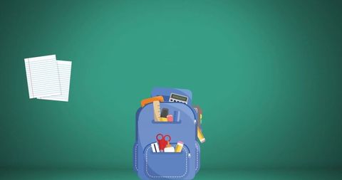 Backpack and School Supplies on Chalkboard Background