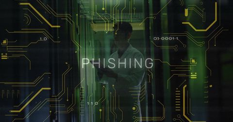 Cybersecurity Awareness in Server Room with Phishing Alert - Download Free Stock Images Pikwizard.com