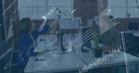 Business Professionals Collaborating in Modern Loft Office