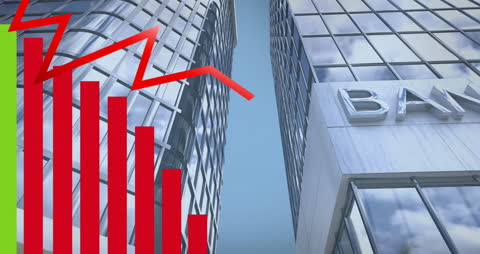 Financial Graph Trends with Modern City Architecture Background