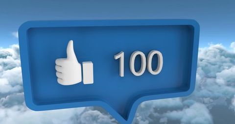 Social Media Like Notification Hovering Above Clouds