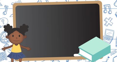 Cheerful Classroom Blackboard with Schooltime Elements
