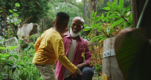 Grandfather and Grandson Enjoying Garden Activities - Download Free Stock Images Pikwizard.com