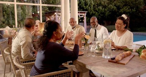 Joyful Senior Gathering at Garden Wedding Celebration