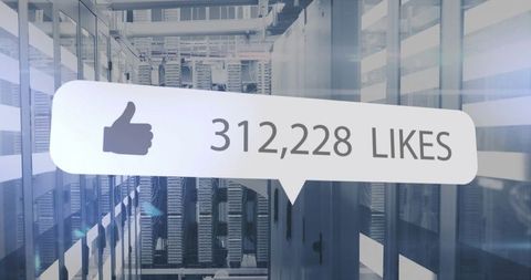 Data Center with Social Media Likes Overlay