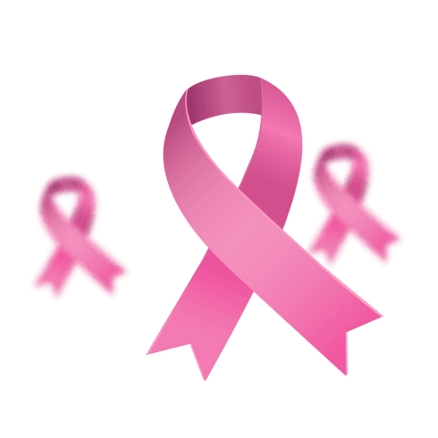 Transparent pink ribbon symbols cancer awareness concept
