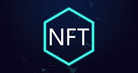 Neon nft hexagon with digital interface technology theme