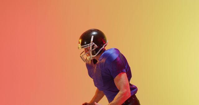 American Football Player Running on Colorful Gradient Background - Download Free Stock Images Pikwizard.com