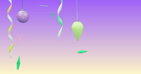 Colorful Christmas Decorations on Purple Gradient