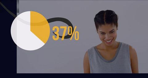 Smiling Woman with Dynamic Growing Percentage Graphic - Download Free Stock Images Pikwizard.com