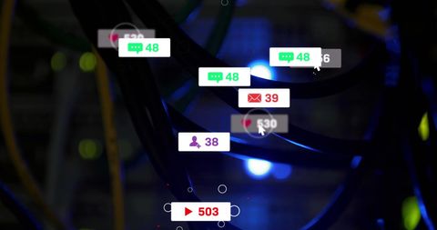 Digital Engagement Concept with Server Cables and Social Icons - Download Free Stock Images Pikwizard.com