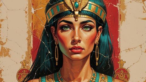 Ai-generated portrait of an egyptian queen cleopatra in ornate headdress