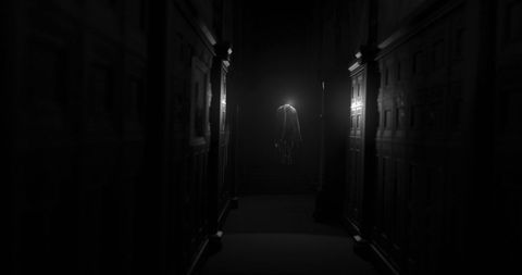 Ghostly Figure in Dark Hallway Evokes Eerie Atmosphere - Download Free Stock Images Pikwizard.com