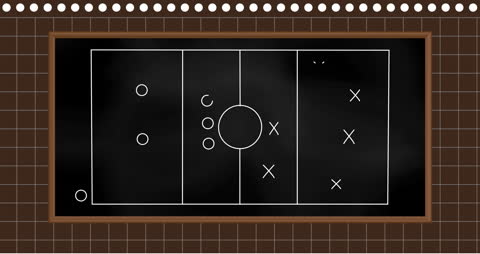 Chalkboard with Sports Game Strategy Diagrams