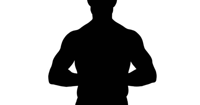 Silhouette of Muscular Man with Arms Crossed - Download Free Stock Images Pikwizard.com