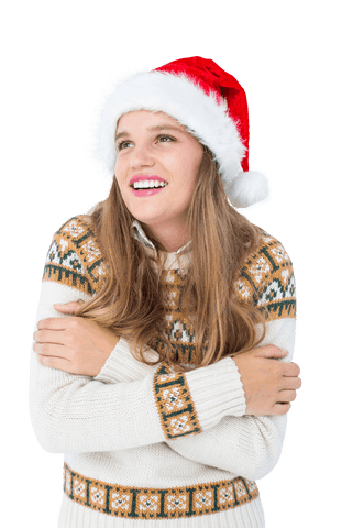 smiling girl wearing santa hat sweater transparent background - Download Free Stock Videos Pikwizard.com