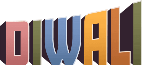 Festive DIWALI 3D Isometric Block Letters on Transparent Background