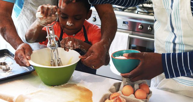 Family Cooking Together with Young Child Baking - Download Free Stock Images Pikwizard.com