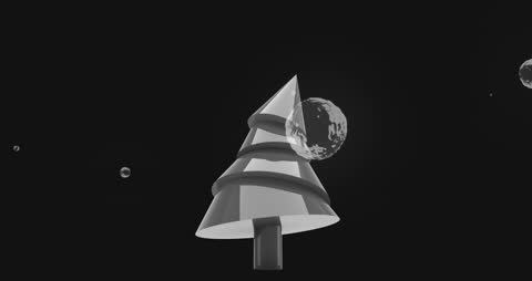 Abstract Digital Christmas Tree Animation on Dark Background