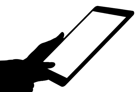 Silhouette of Hand Holding Tablet on Transparent Background