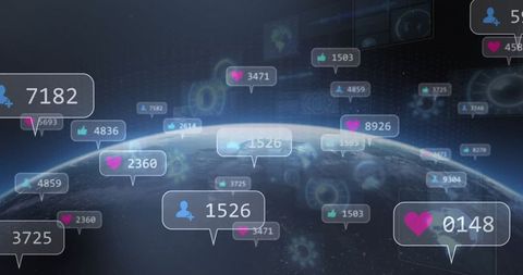 Digital Earth with Social Media Interaction Stats in Futuristic Concept