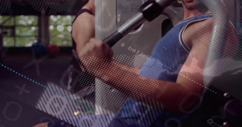 Gym workout with digital overlay highlighting fitness trends