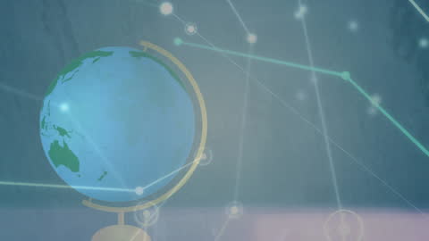 Animated Global Connections Over Digital Earth Model