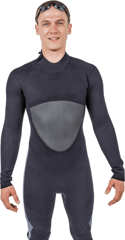 Transparent image of smiling athlete in full wetsuit