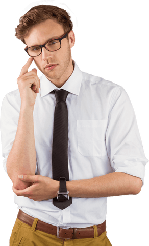 Transparent Serious Young Businessman Deep in Thought - Download Free Stock Videos Pikwizard.com