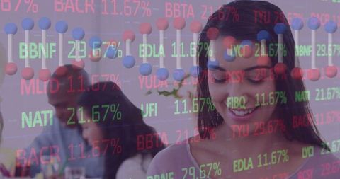 Businesswoman Engaging with Digital DNA Visualization - Download Free Stock Images Pikwizard.com