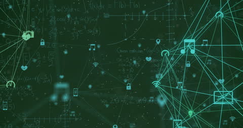Digital Network Overlay with Mathematical Equations