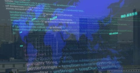 Urban Skyline Blending with Programming Code Overlay for Security and Data Visualization