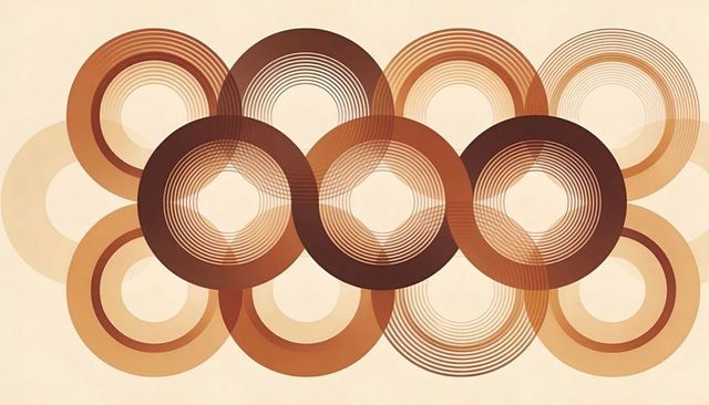 Retro concentric rings pattern in warm brown tones creating layered geometric rhythm