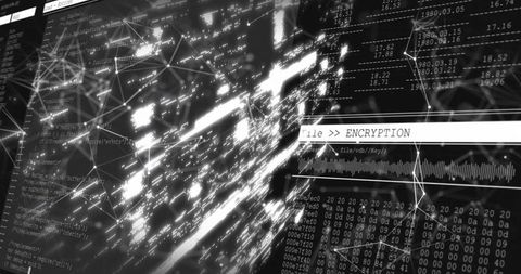 Futuristic Cybersecurity Interface with Encryption Elements