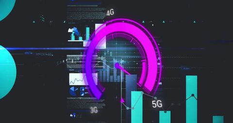 Digital Data Processing With Speedometer Visuals - Download Free Stock Images Pikwizard.com