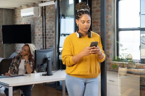 Casual Office Collaboration in Bright Urban Workspace