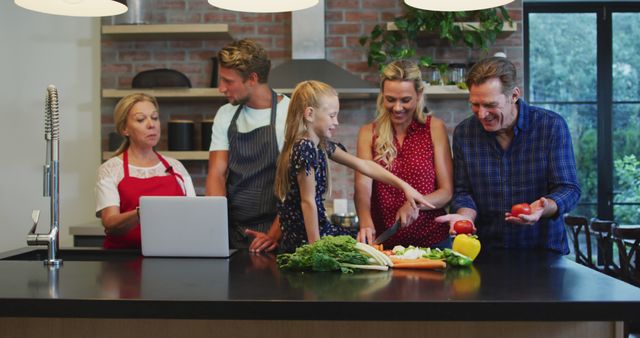 Happy Family Cooking and Preparing Meals Together in Modern Kitchen - Download Free Stock Images Pikwizard.com