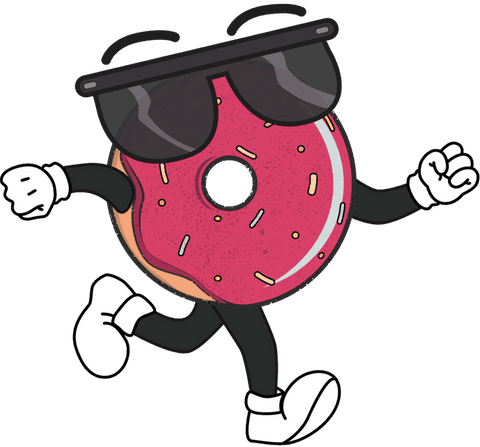 cool running donut cartoon with sunglasses on transparent background - Download Free Stock Videos Pikwizard.com