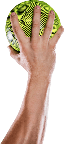 Athletic Hand Holding Yellow Striped Ball Transparent Background