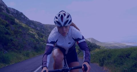 Focused Cyclist Climbing Scenic Mountain Road - Download Free Stock Images Pikwizard.com