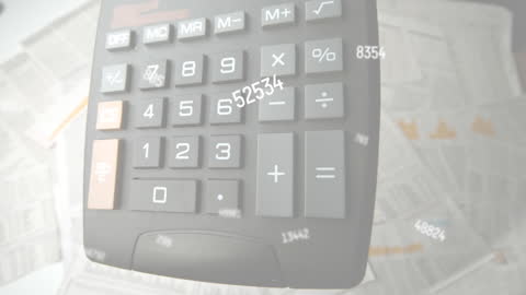 Overlay of Financial Data with Modern Calculator Imagery