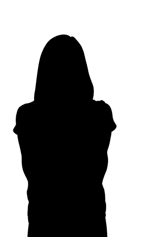 Silhouette of woman with arms crossed on transparent background