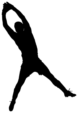 Silhouette of Male Athlete Playing Football Balanced Against Transparent Background